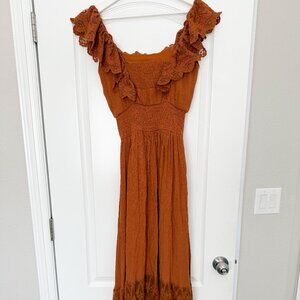 Joyfolie Rust colored boho dress